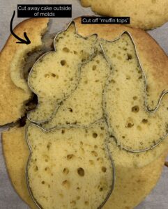 Baked cake in cookie cutter tins