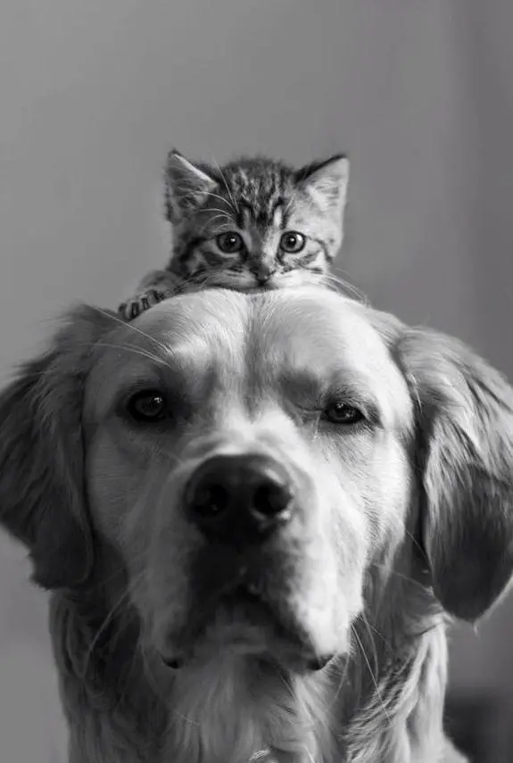 cat on dog's head