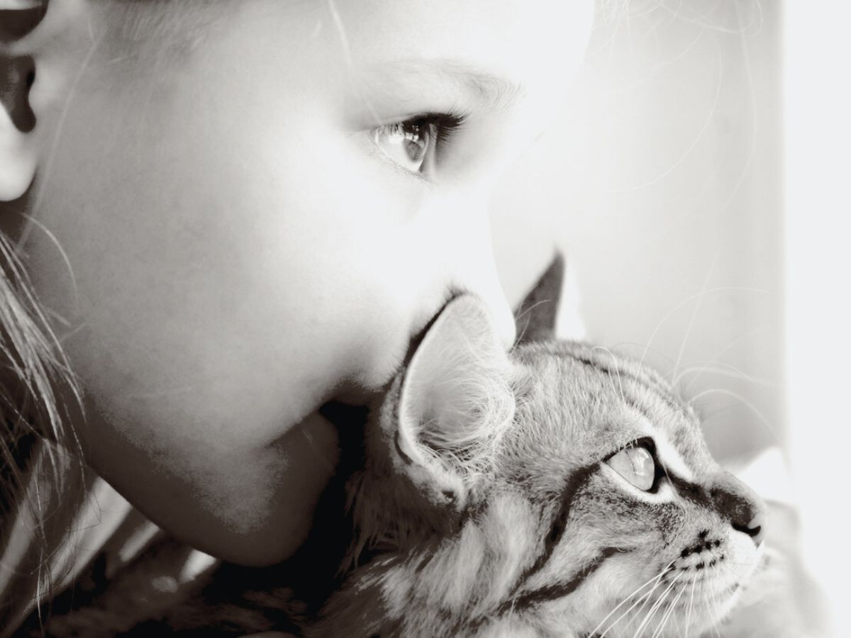 girl with cat lonely